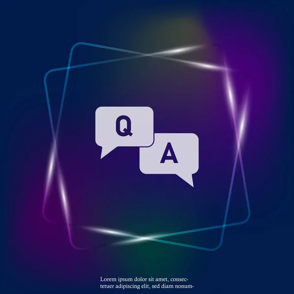 Question answer neon light icon. Flat image speech bubbles question and answer. Layers grouped for easy editing illustration. For your design.