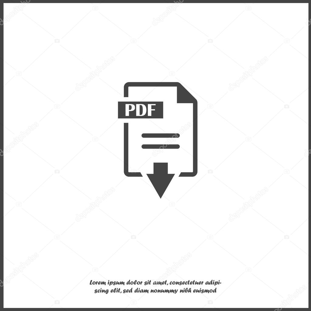 PDF icon. Downloads pdf document. Vector colored icon on white i
