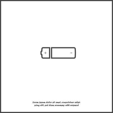 Beyaz izole arka planda pil vektör simgesi. Sembolü