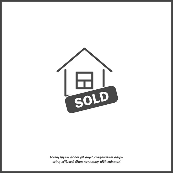 Продано векторное изображение дома. Деловая иллюстрация на белой изолированной — стоковый вектор