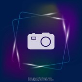 Vektorová ikonka neonové světelné ilustrace digitálního fotoaparátu. Retro c
