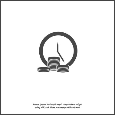 Vektör simgesi zaman beyaz izole arka planda para.