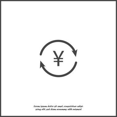 Ok ve yen işareti ile vektör daire simgesi. Döviz bozdurma