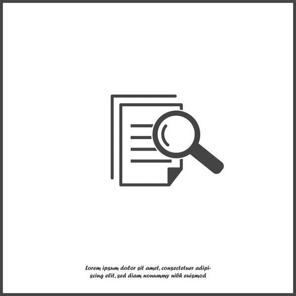 Icono del documento vectorial y lupa. Símbolo de verificación — Vector de stock