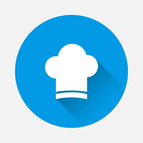 Icona vettoriale del cappello da chef. Cap chef cucinare su uno sfondo blu un fl — Vettoriale Stock