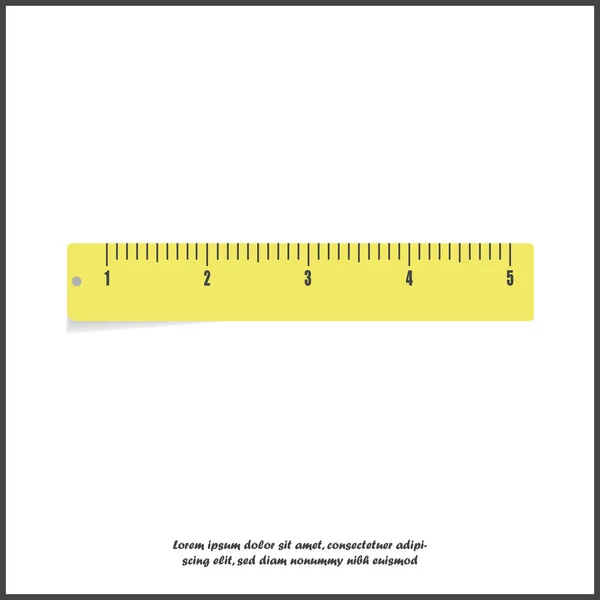 Ícone vetorial régua amarela. Sistema métrico. Lança de medição escolar . — Vetor de Stock