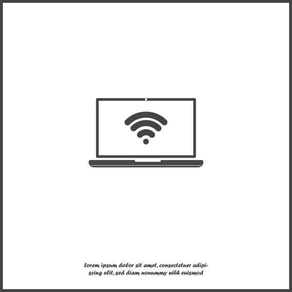 Icône vectorielle Wi-Fi. Wi-Fi sur l'illustration de l'ordinateur sur isola blanche — Image vectorielle