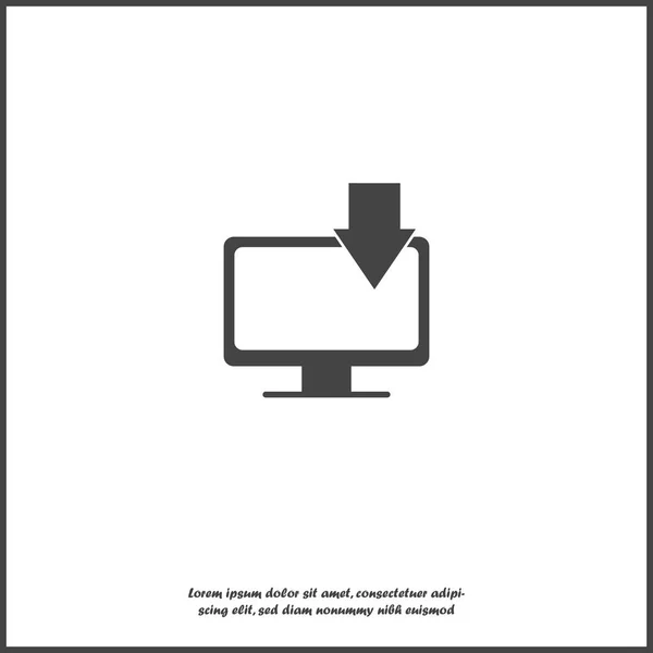 Ilustración vectorial de un monitor de ordenador moderno con flecha. Lun. — Vector de stock