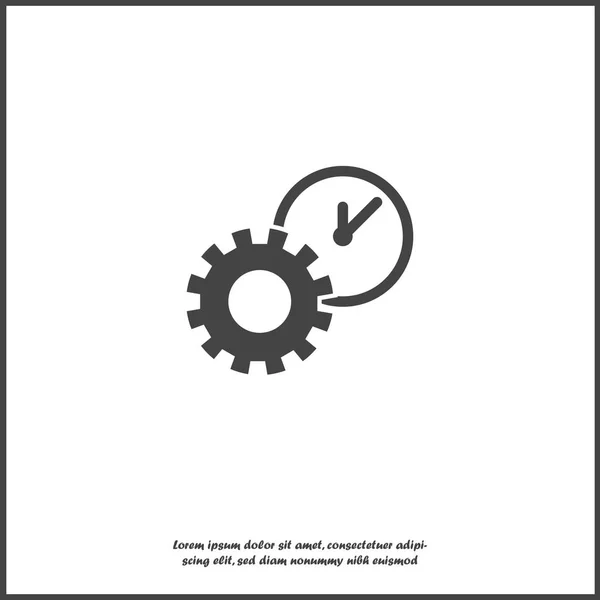 Vector icono engranajes rueda y el reloj del proceso de trabajo. Ilustración — Vector de stock