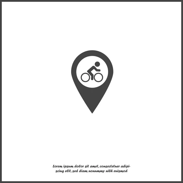 Ikona parkowania rowerzystami wektorowymi. Wskaźnik na rowerzystę mapy na WHI — Wektor stockowy