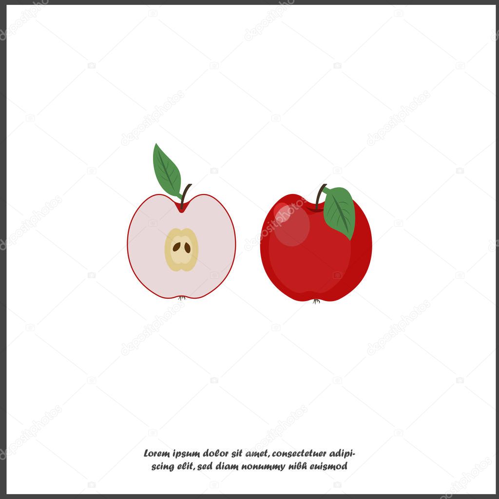 Vector Icon Of Apple Fruit Ripe Red Apple Half An Apple Apple In A Cut On White Isolated Background Layers Grouped For Easy Editing Illustration For Your Design Premium Vector In