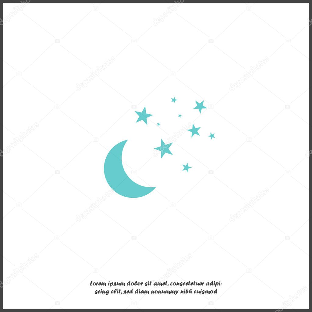 Moon and stars Vector icon. Yellow stars on a blue night sky  on