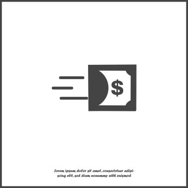 Beyaz izole backgrou üzerinde dolar hareketinin Vektör simgesi