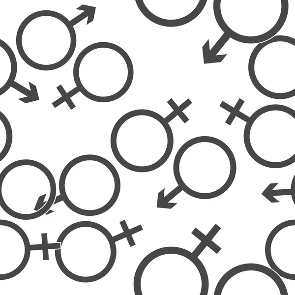 Männliches und weibliches Symbolset. Geschlecht vektornahtlose Muster auf einem w — Stockvektor