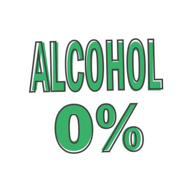 Alkol yok. Beyaz izole arka planda vektör ikonu% 0 çizgi film stili. Kolayca düzenlemek için katmanlar gruplandırıldı. Tasarımın için..