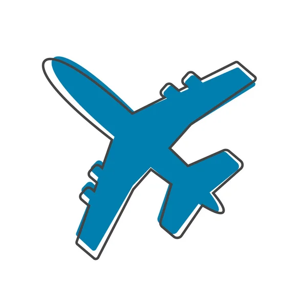 Repülőgép Vagy Repülőgép Ikon Rajzfilm Stílus Fehér Elszigetelt Háttér Rétegek — Stock Vector