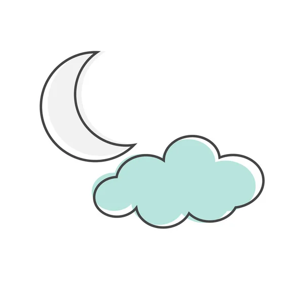 Icono Luna Nube Pronóstico Del Tiempo Vector Luna Nube Icono — Archivo Imágenes Vectoriales