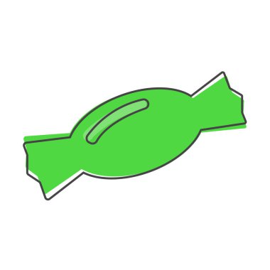 Beyaz izole arkaplanda vektör şeker ikonu çizgi film stili. Kolayca düzenlemek için katmanlar gruplandırıldı. Tasarımın için..