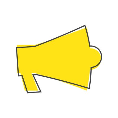 Beyaz izole arkaplanda vektör simgesi megafon karikatür biçimi. Kolayca düzenlemek için katmanlar gruplandırıldı. Tasarımın için..