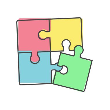 Pazzle renk simgesi. Beyaz izole arkaplanda çok renkli pazzle vektör karikatür tarzı. Kolayca düzenlemek için katmanlar gruplandırıldı. Tasarımın için..