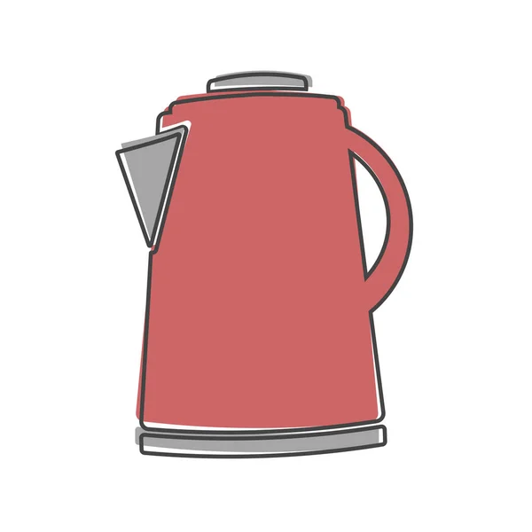 Vektor Symbol Eines Wasserkochers Cartoon Stil Auf Weißem Hintergrund Isoliert — Stockvektor