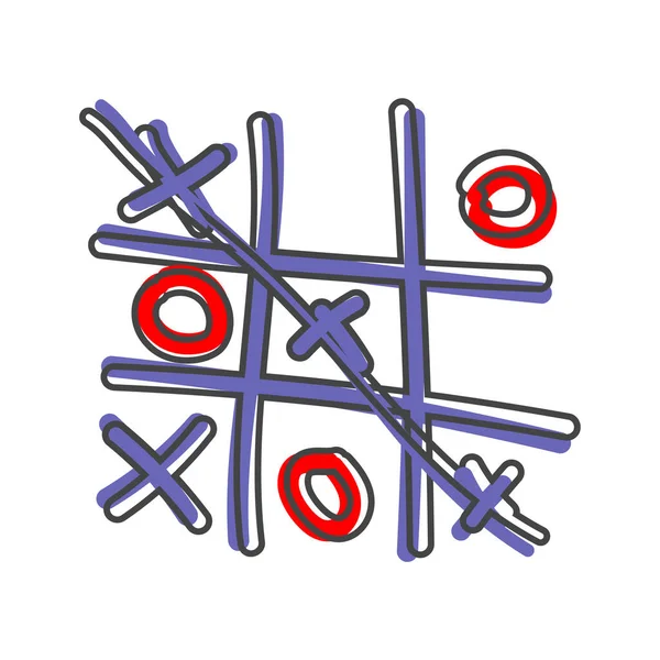 Imagem Vetorial Jogo Desenhado Mão Cruzes Tic Tac Toe Sobre —  Vetores de Stock