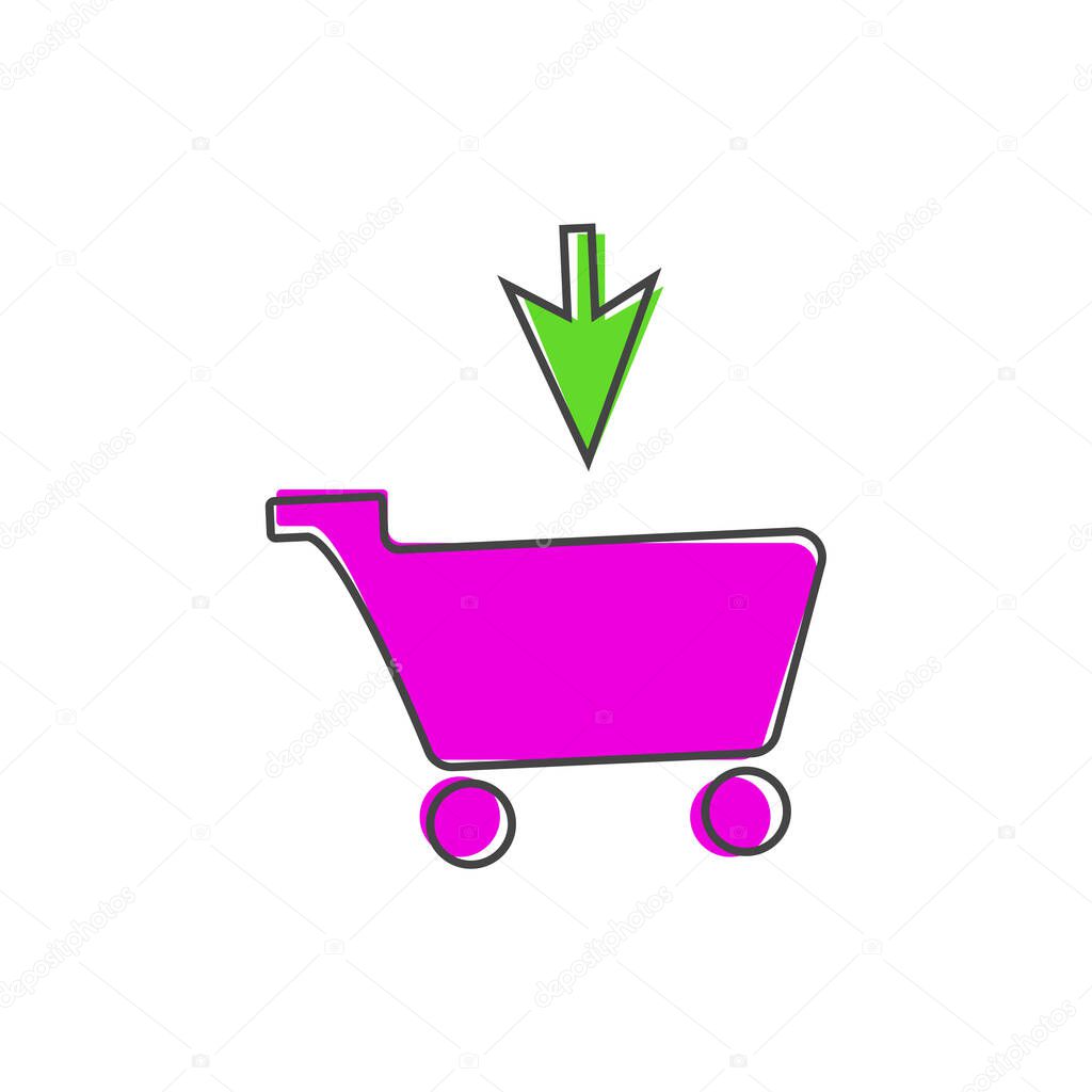 Shopping cart icon. Vector illustration cart cartoon style on white isolated background. Layers grouped for easy editing illustration. For your design.