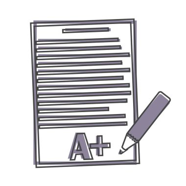 Notları olan vektör ikonu okul formu. Mükemmel bir test sonucu. Beyaz izole arkaplan üzerinde kalem karikatür tarzı olan resim kağıdı. Kolayca düzenlemek için katmanlar gruplandırıldı. Tasarımın için..