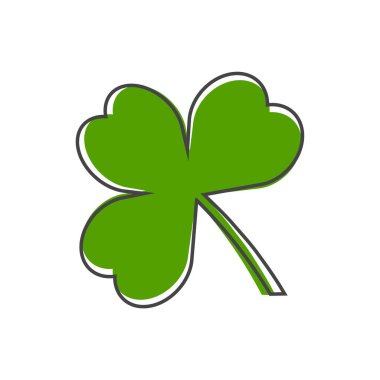 Beyaz izole arkaplanda vektör simgesi üç yapraklı yonca çizimi. Kolayca düzenlemek için katmanlar gruplandırıldı. Tasarımın için..