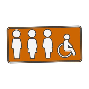 Beyaz izole edilmiş arka planda vektör simgesi plakası nötr tuvalet çizgi filmi tarzı. Kolayca düzenlemek için katmanlar gruplandırıldı. Tasarımın için..