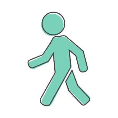 Yürüyen bir yayanın vektör simgesi. Beyaz izole edilmiş arka planda yürüyen bir adamın canlandırması. Kolayca düzenlemek için katmanlar gruplandırıldı. Tasarımın için..