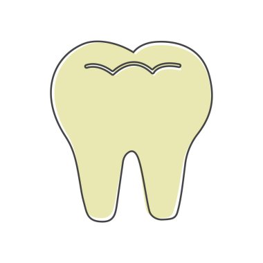 Vektör diş simgesi. Beyaz izole arkaplanda diş hekimliği çizimi çizimi. Kolayca düzenlemek için katmanlar gruplandırıldı. Tasarımın için..