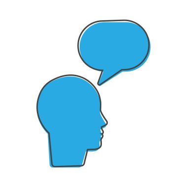 Bir adamın kafasının vektör simgesi. Bir adam beyaz izole edilmiş arka planda çizgi film stili düşünür. Kolayca düzenlemek için katmanlar gruplandırıldı. Tasarımın için..