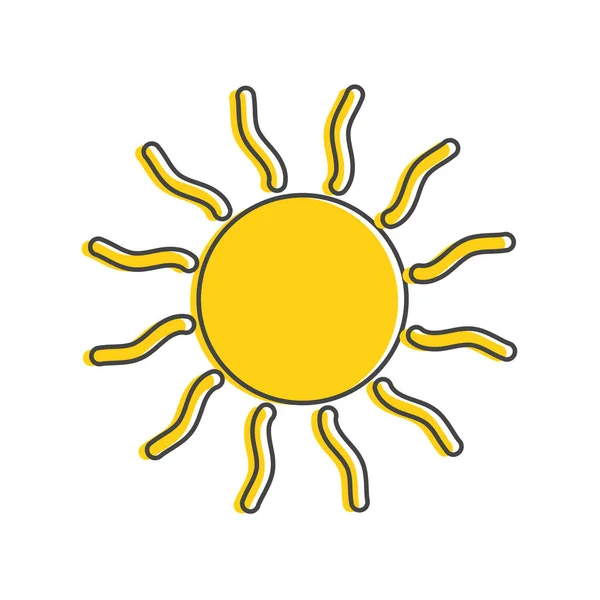 Icono Vectorial Estilo Dibujos Animados Sol Sobre Fondo Blanco Aislado — Archivo Imágenes Vectoriales