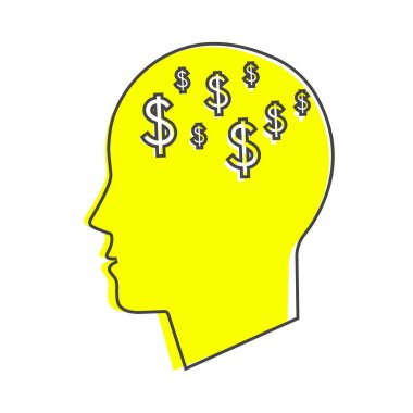 Vektör simgesi adam beyaz izole arka planda para çizgi film tarzını düşünüyor. Kolayca düzenlemek için katmanlar gruplandırıldı. Tasarımın için..