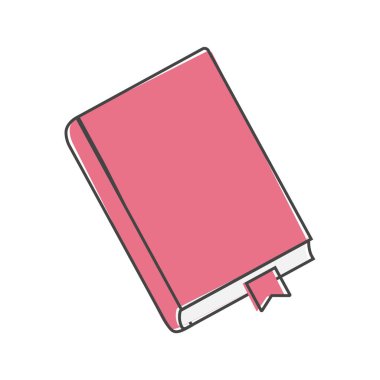 Yer imli vektör simgesi kapatıldı. Beyaz izole edilmiş arkaplanda yer imi çizgi film stili olan not defteri. Kolayca düzenlemek için katmanlar gruplandırıldı. Tasarımın için..