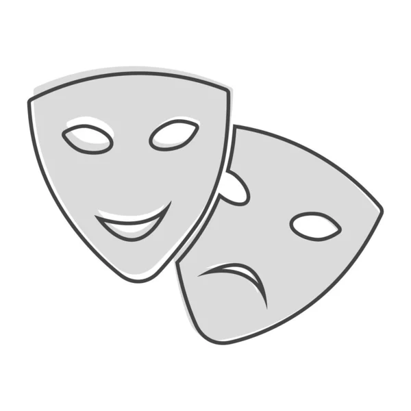 Image Vectorielle Masque Facial Théâtral Drame Comédie Rire Pleurer Style — Image vectorielle