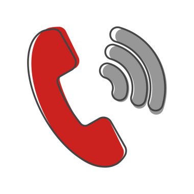Düz biçimli telefon vektör simgesi. Beyaz izole arkaplanda el seti çizgi film stili. Kolayca düzenlemek için katmanlar gruplandırıldı. Tasarımın için..