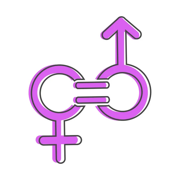 Значок Вектора Гендерного Равенства Признак Мужчины Женщины Одинаковый Мультяшный Стиль — стоковый вектор
