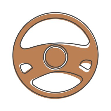 Beyaz izole arka planda araba direksiyon karikatür tarzının vektör simgesi. Kolayca düzenlemek için katmanlar gruplandırıldı. Tasarımın için..