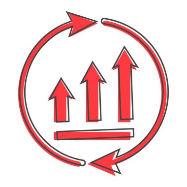 Çemberde oklarla büyüyen grafikler. Beyaz izole arkaplanda vektör iş simgesi çizim çizelgesi biçimi. Kolayca düzenlemek için katmanlar gruplandırıldı. Tasarımın için..