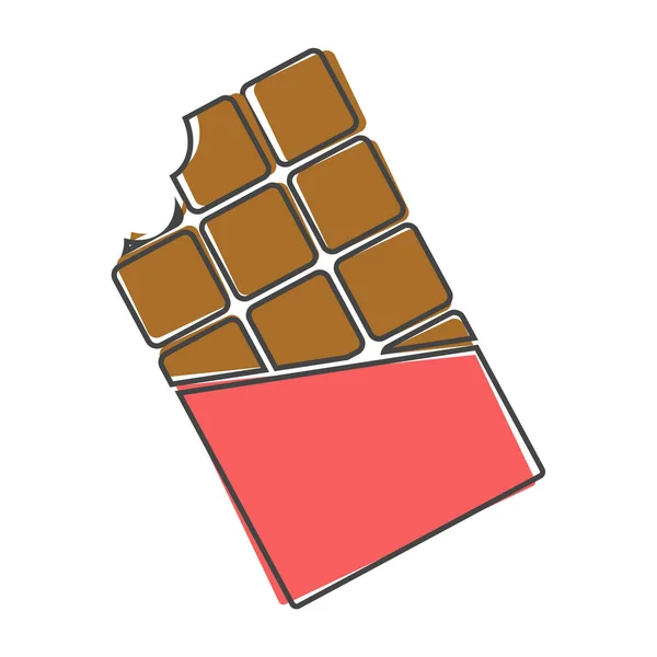 Tile Chocolate Flat Vector Icon Bit Hocolate Torn Wrapper Cartoon — Stock Vector