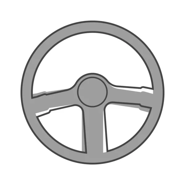 Εικονίδιο Διάνυσμα Του Αυτοκινήτου Τιμόνι Στυλ Κινουμένων Σχεδίων Λευκό Απομονωμένο — Διανυσματικό Αρχείο