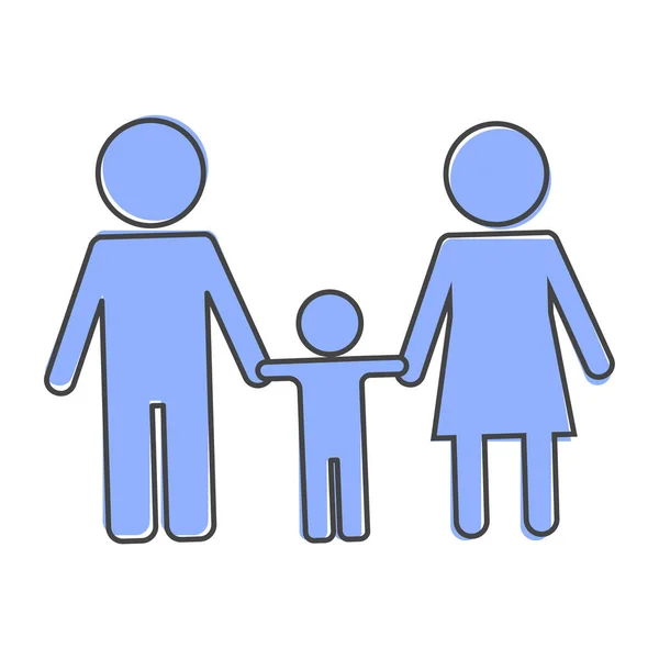 Vektorsymbolfamilie Vector Illustration Mann Frauen Und Kinder Cartoon Stil Auf — Stockvektor