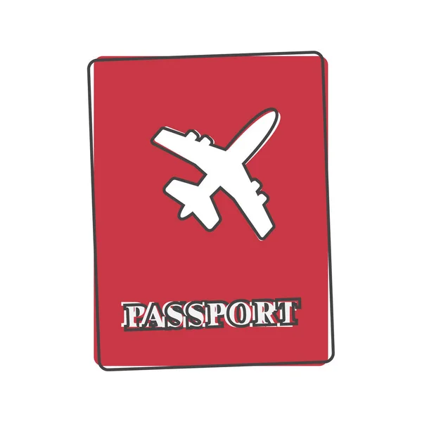 Beyaz Izole Arka Planda Uluslararası Pasaport Vektör Karikatür Tarzı Kolayca — Stok Vektör