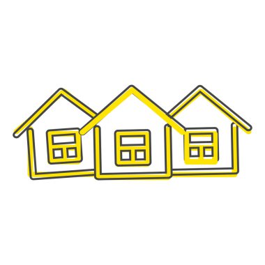 Ev vektör simgesi. Beyaz izole arka planda ev sembolü çizgi film stili. Kolayca düzenlemek için katmanlar gruplandırıldı. Tasarımın için..