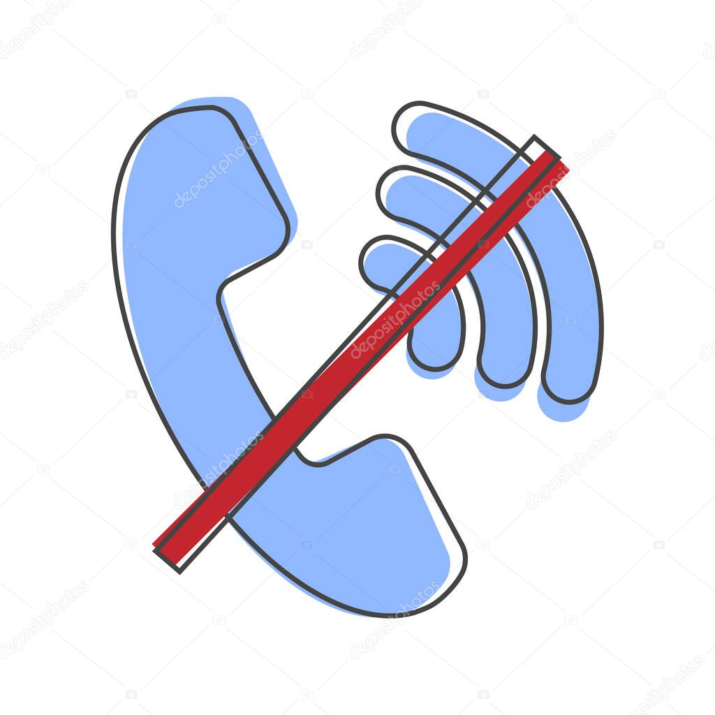 No handset vector icon on gray background. Flat image no phone icon cartoon style on white isolated background. Layers grouped for easy editing illustration. For your design.