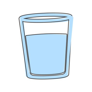 Su dolu vektör ikon cam bardak. Beyaz izole edilmiş arka planda içki çizgi filmi tarzında cam. Kolayca düzenlemek için katmanlar gruplandırıldı. Tasarımın için..