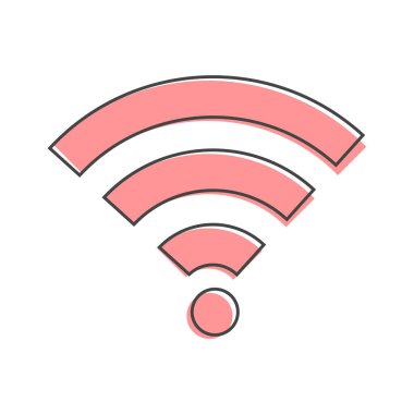 Wi-Fi vektör simgesi. Beyaz izole edilmiş arka planda Wi-Fi logo çizim çizimi. Kolayca düzenlemek için gruplandırılmış katmanlar. Tasarımın için..