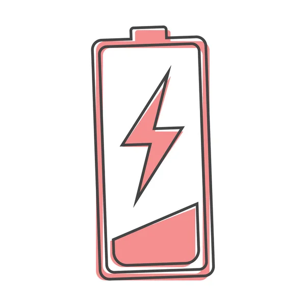 Batarya Şarj Vektör Simgesi Bitti Düşük Batarya Karikatür Tarzı Beyaz — Stok Vektör